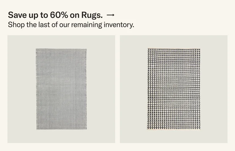 Save 60% on our remaining inventory of rugs.