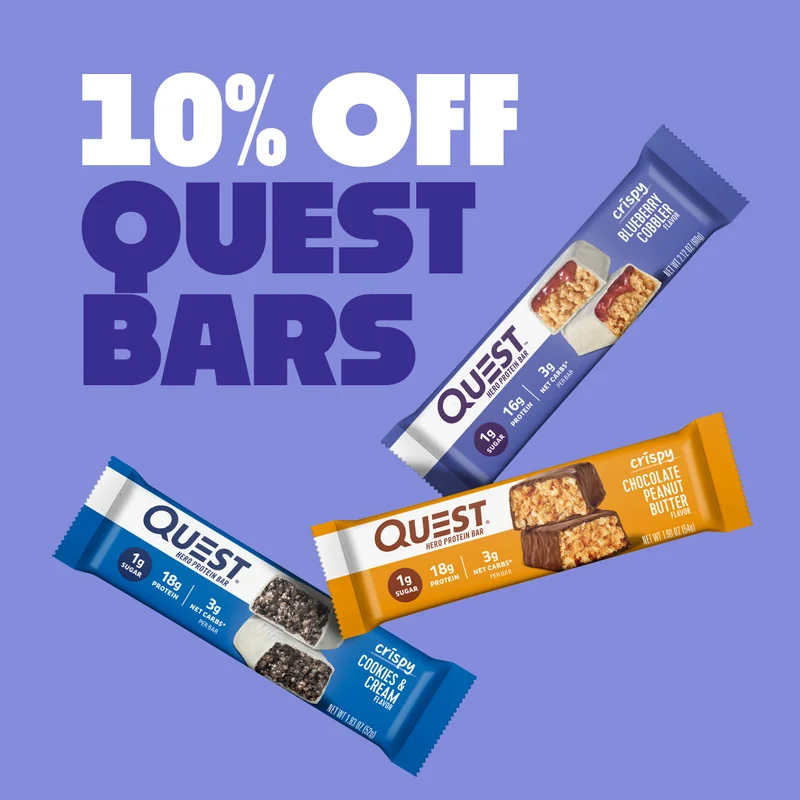 Get&nbsp;10% off Protein Bars, Hero Bars & Protein Bar Minis. Quest