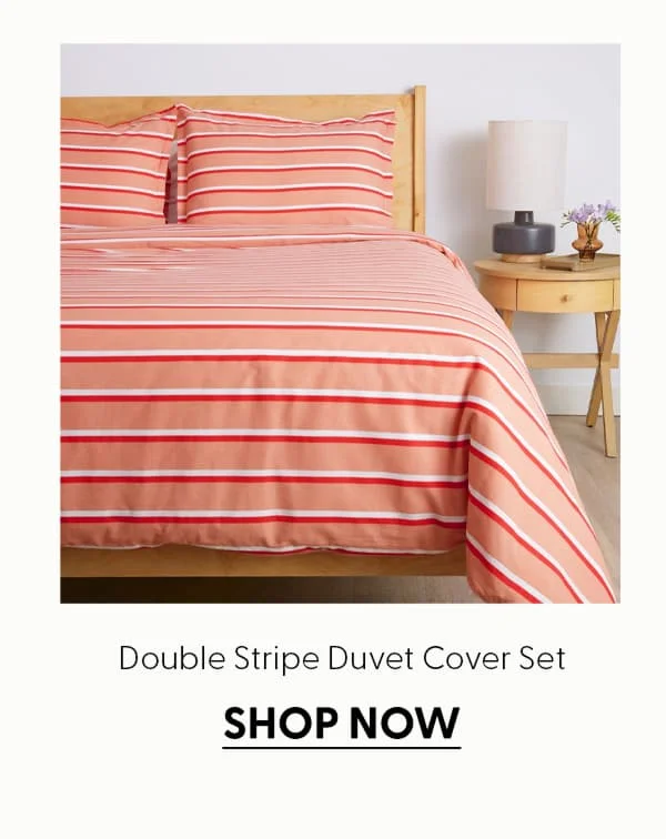 Double Stripe Brushed Cotton Duvet Cover Set