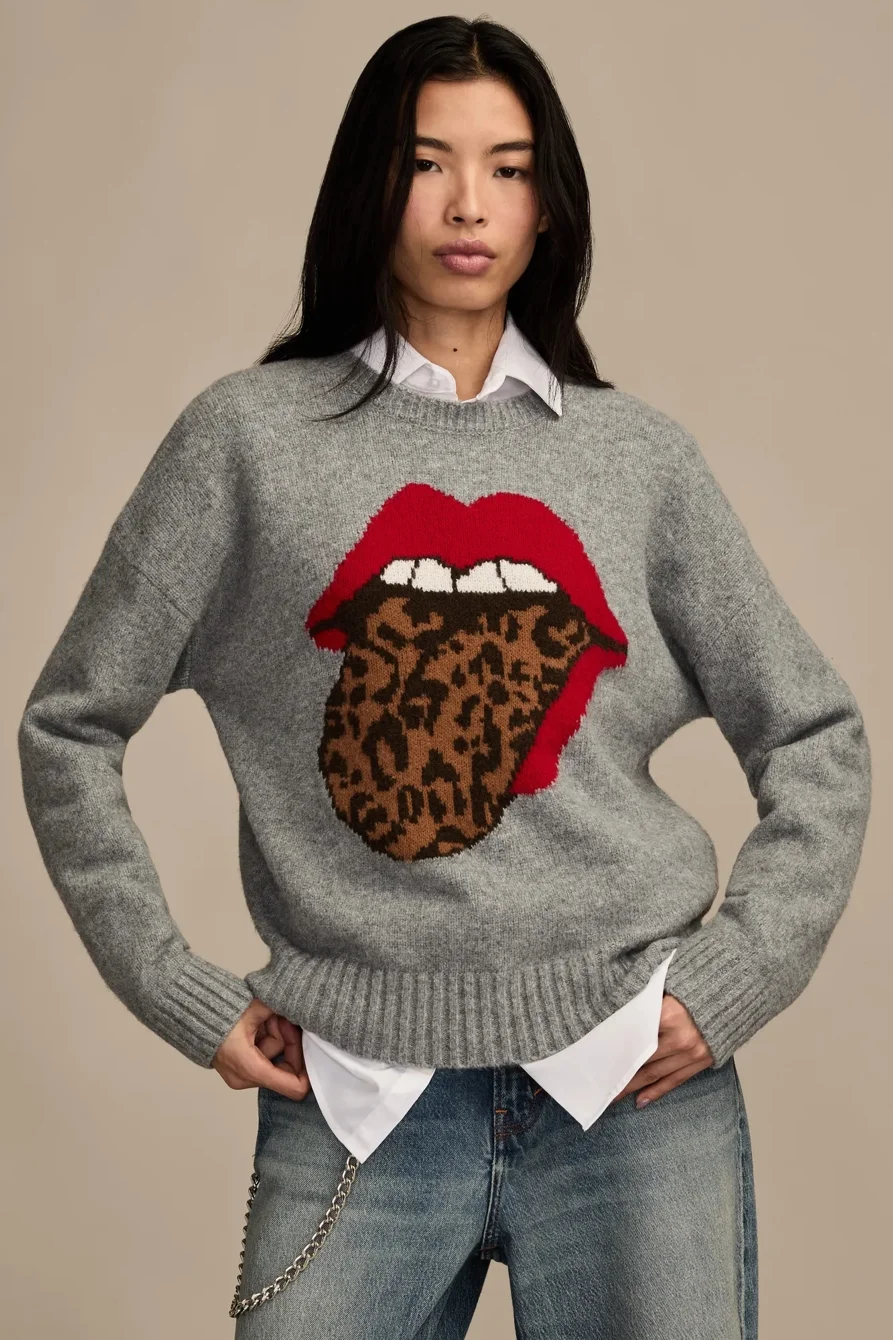 Image of Lucky Brand Cloud Soft Rolling Stones Sweater - Women's Clothing Tops Sweaters in Medium Heather Gray