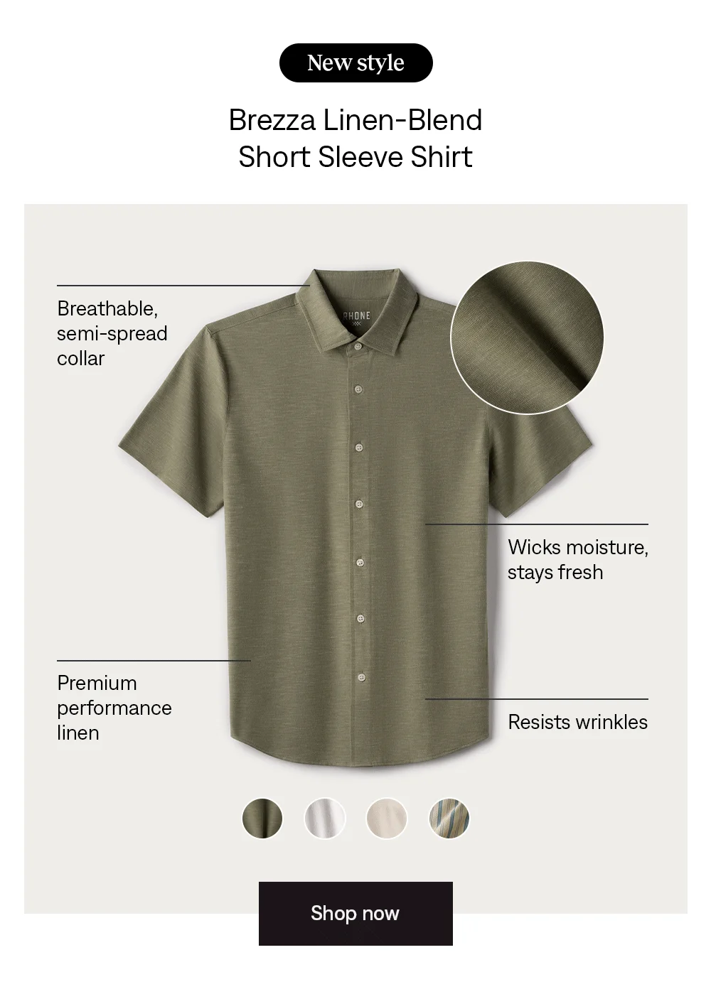 Brezza Linen-Blend Short Sleeve Shirt