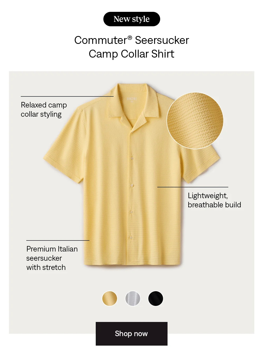 Commuter® Seersucker Camp Collar Shirt - Classic