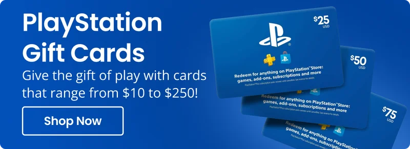 PlayStation Gift Cards | Give the gift of play with cards that range from $10 to $250! | Shop Now