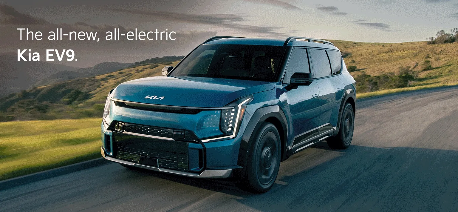 The all-new, all-electric Kia EV9. Dual-display digital cockpit. Available dual-motor all-wheel drive. (AWD).