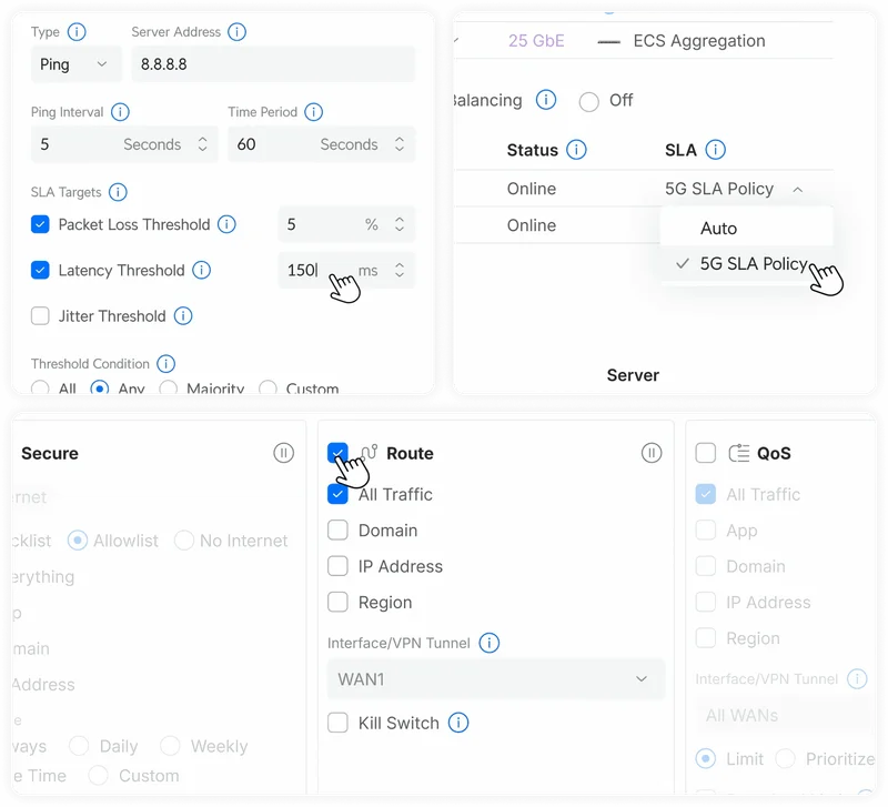 With the full power of UniFi Network 10.4, you control exactly when 5G activates,  how failover behaves, and how traffic is managed.