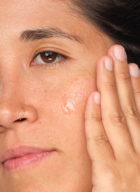 Johanna applying Hyaluronic Acid 2% + B5