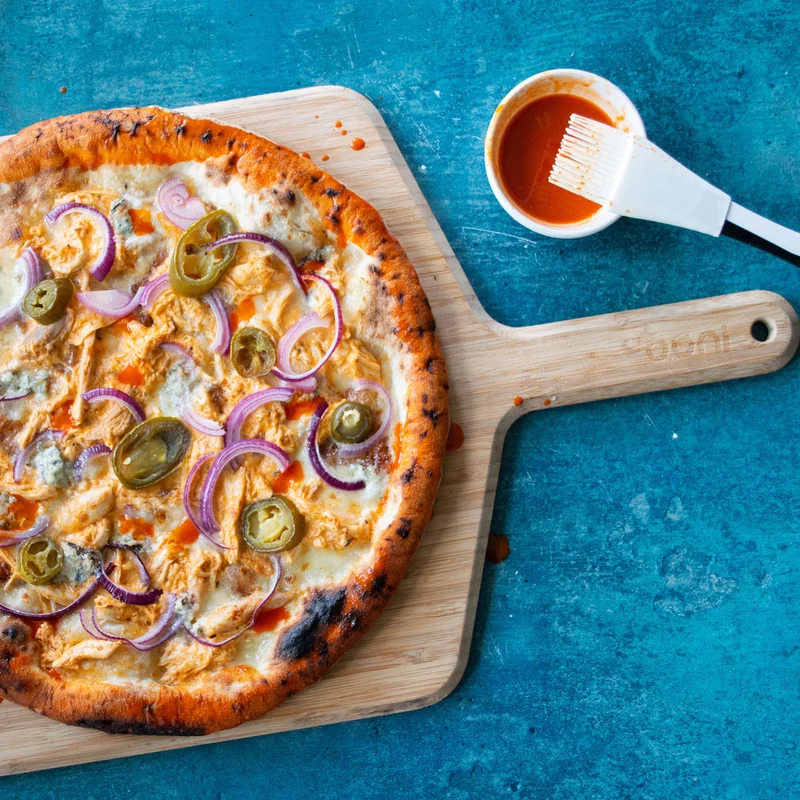 Spicy Brushed Crust Buffalo Chicken Pizza