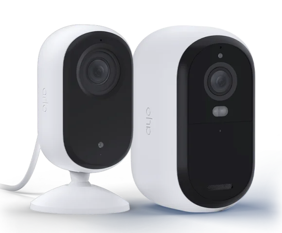 Arlo Essential Indoor Security Camera and an Arlo Essential 2K Outdoor Camera.