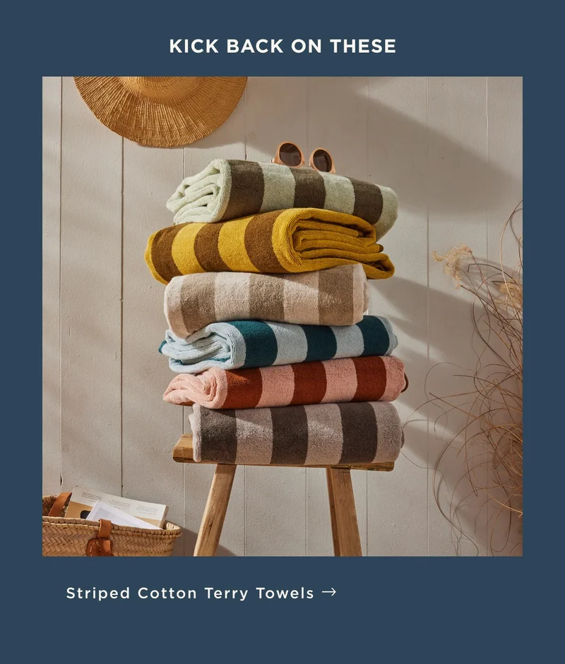 Striped cotton terry towels. Striped cotton terry towels.