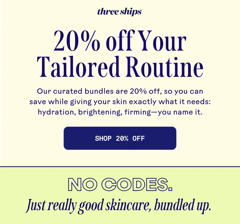 20% off your tailored routine. Shop 20% off.