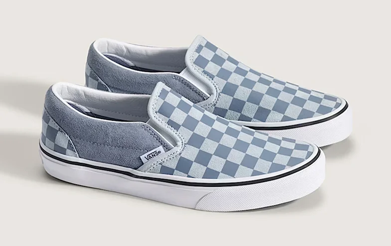 Light Blue Classic Slip-On Checkerboard Shoe