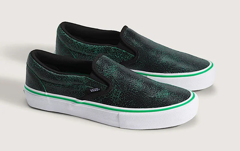 Black Green Skate Slip-On Shoe