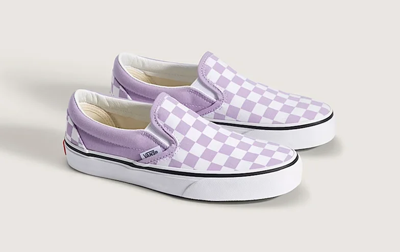 Soft Orchid Purple Big Kids Classic Slip-On Checkerboard Shoe
