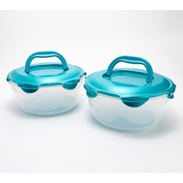 LocknLock Set of (2) 21-Cup Serve & Store Bowls w/ Handle Lids
