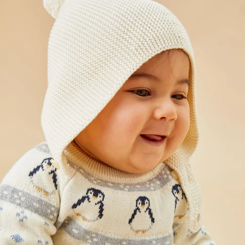 Knitted Pompom Bonnet Hat