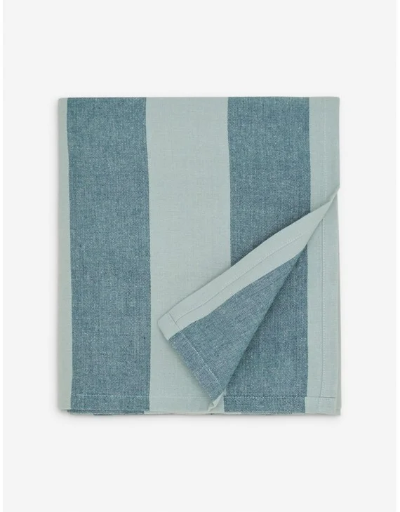 Essential Striped Table Linens by Hawkins New York-Sky + Peacock / Tablecloth