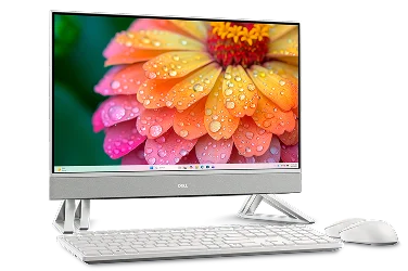 A Dell 24 All-in-One desktop computer with a Dell wireless keyboard and mouse.