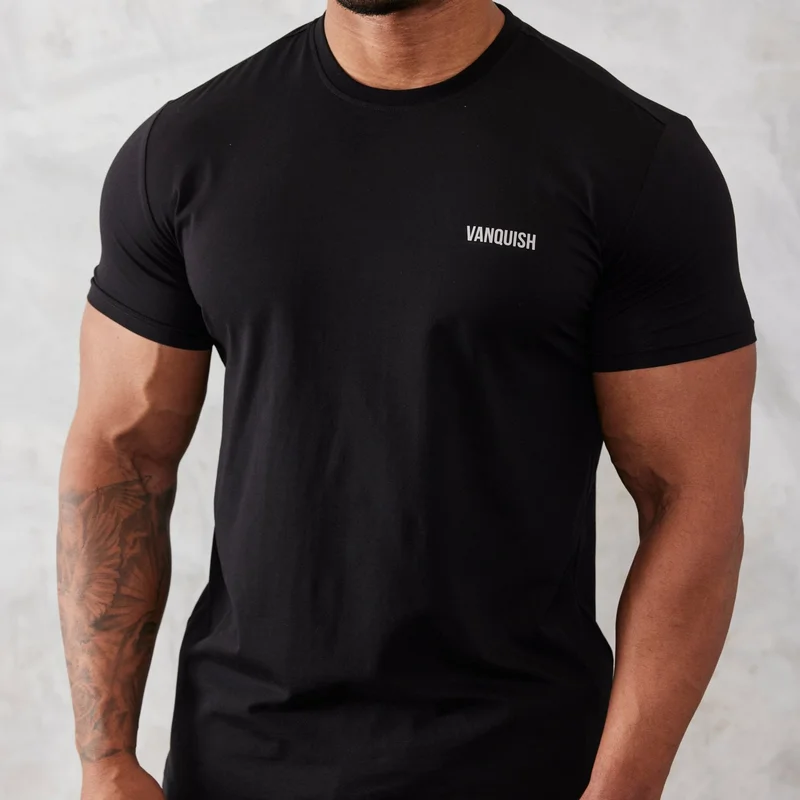 Image of Vanquish Essential Black Slim Fit Short Sleeve T Shirt