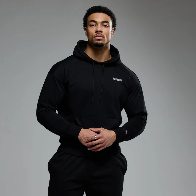 Image of Vanquish Essential Black Oversized Pullover Hoodie