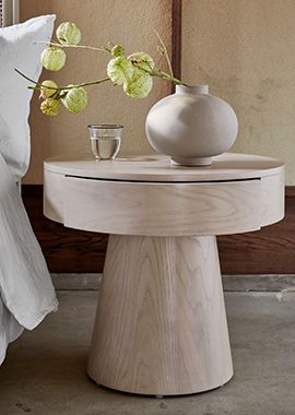 Willy Whitewashed Wood Nightstand
