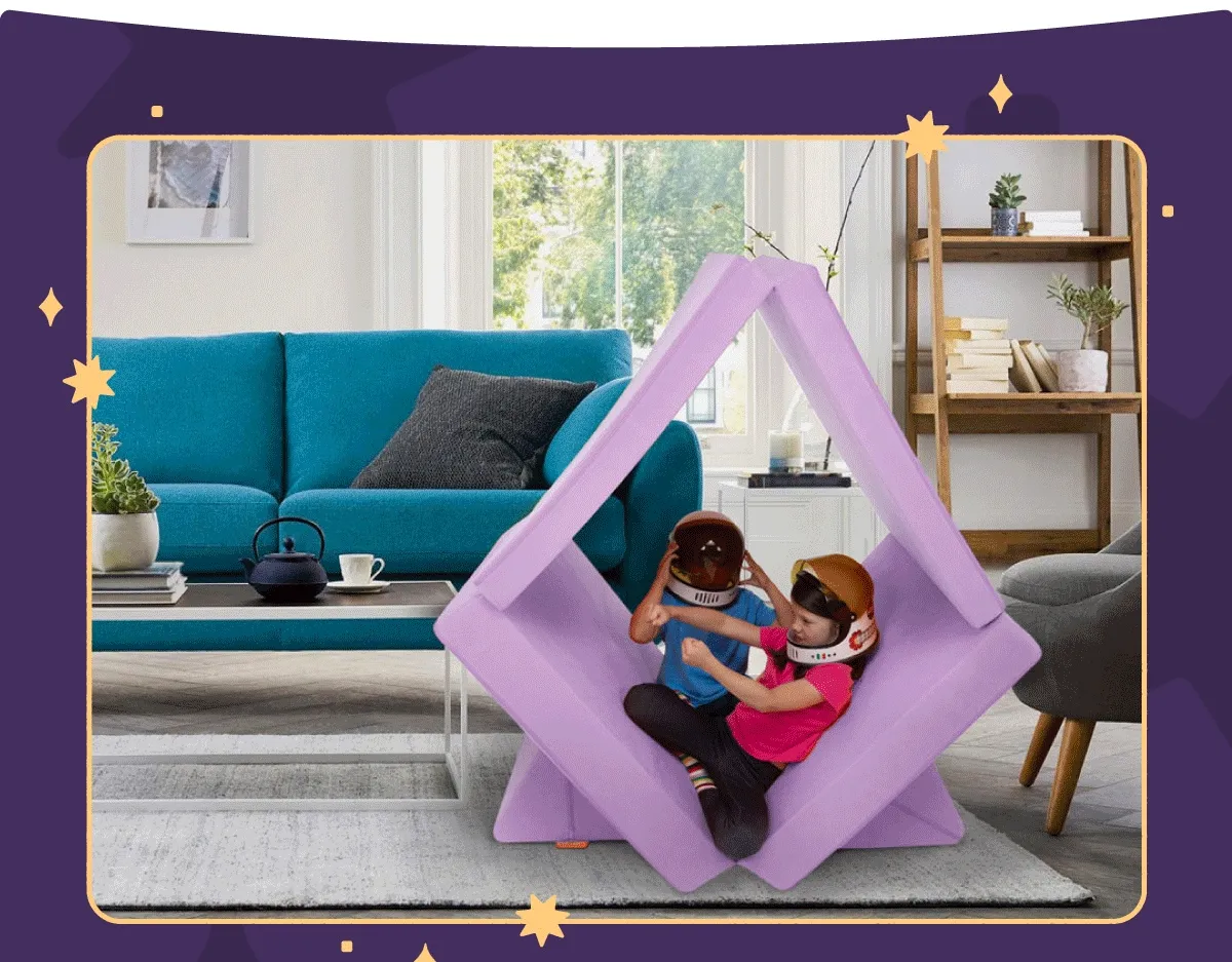 A rotating gif of children playing with their Nuggets in colors Neptune and Moonshot