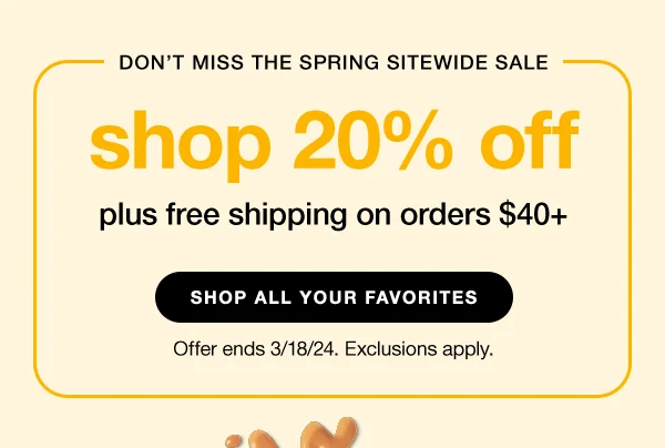 enjoy 20% off plus free shipping on orders $40+