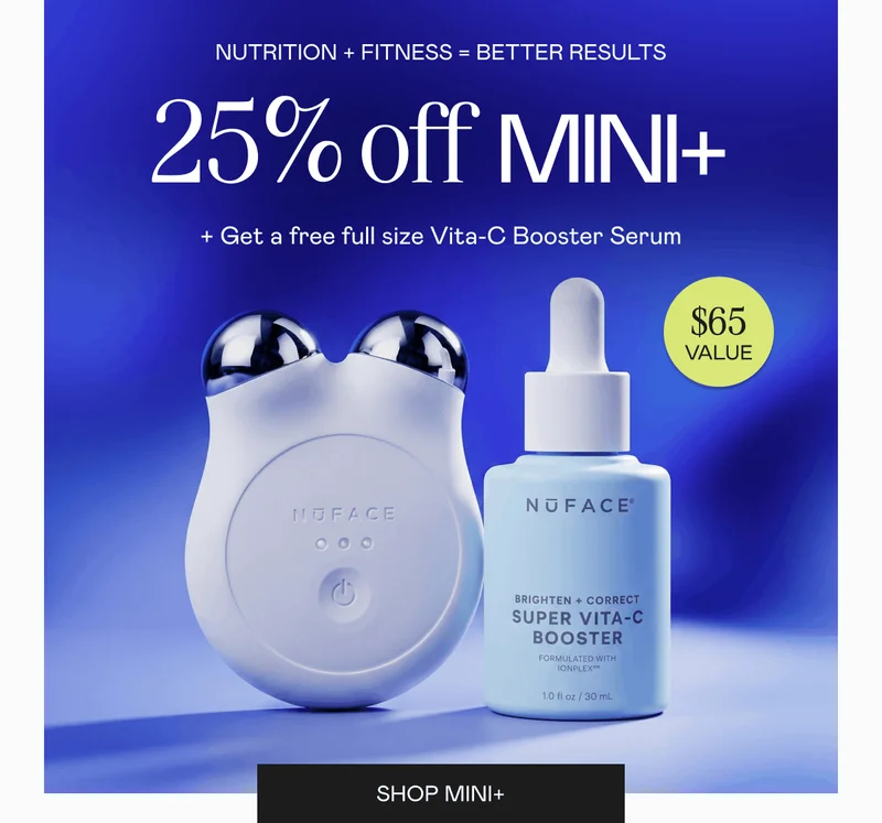 Nutrition + Fitness = Better Results! 25% off MINI+ plus get a free full-size Vita-C Booster Serum ($65 value). Click here to shop MINI+!
