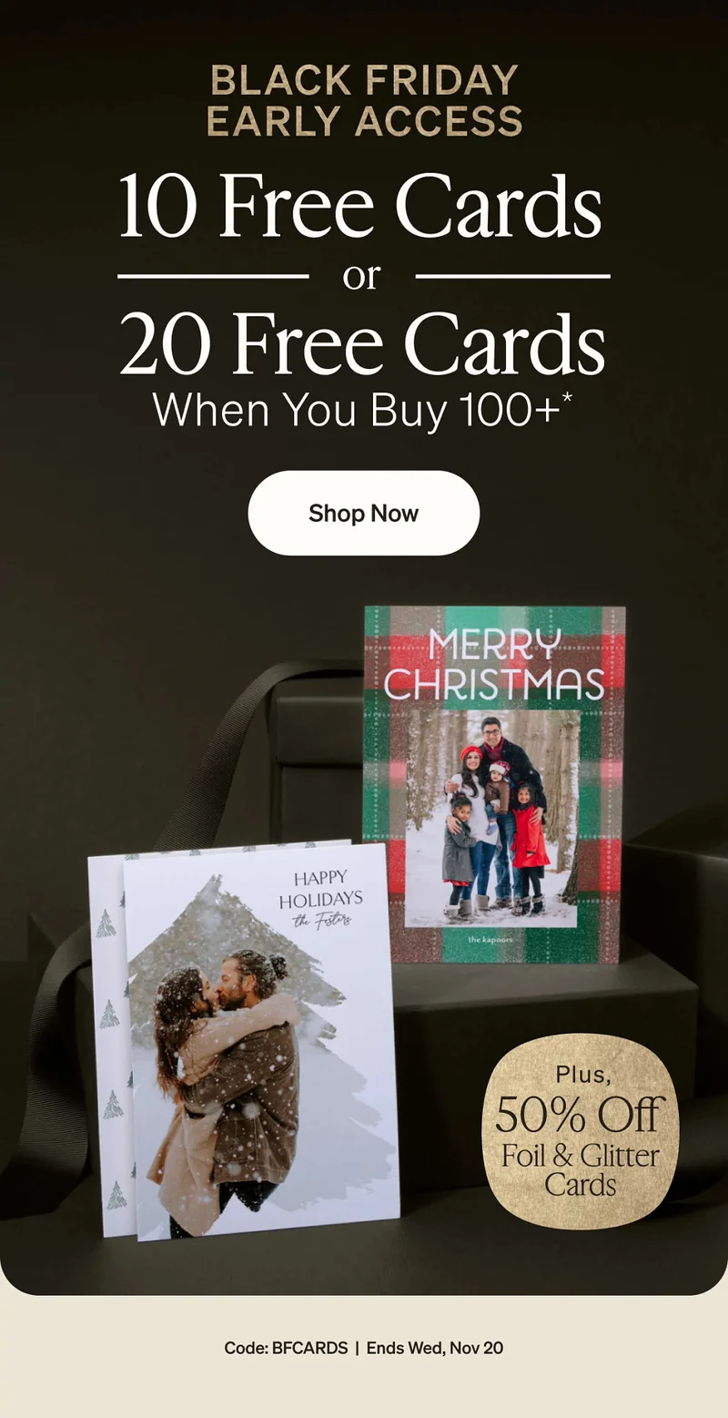 10 Free cards or 20 free on 100+