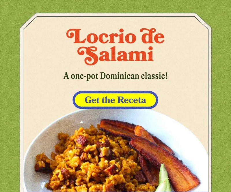 Locrio de Salami A one-pot Dominican classic! GET THE RECETA