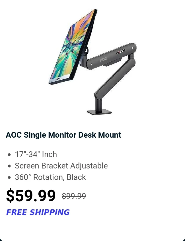 AOC Single Monitor Desk Mount