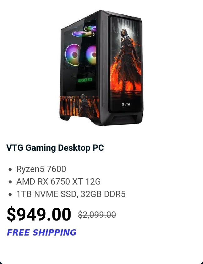 VTG Gaming Desktop PC
