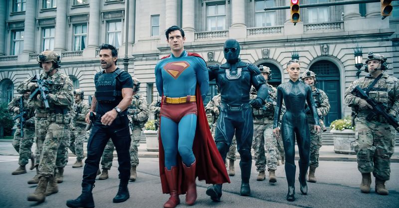 In James Gunn's 'Superman,' Frank Grillo's Rick Flag perp-walks the Man of Steel (David Corenswet)