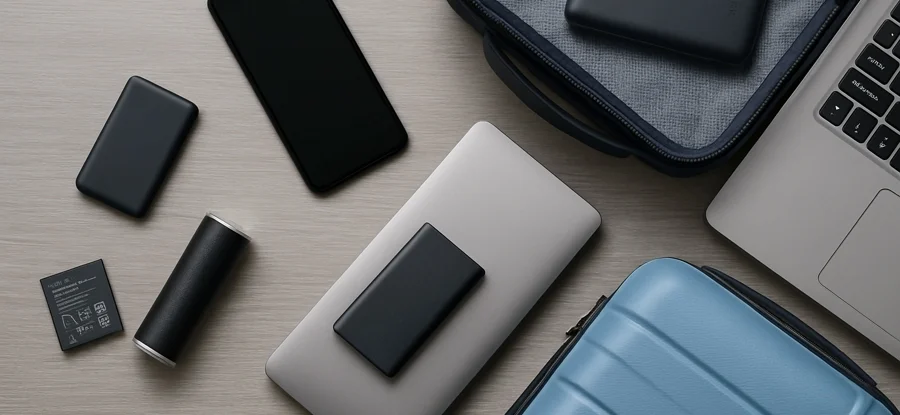 Batteries arranged on a desk