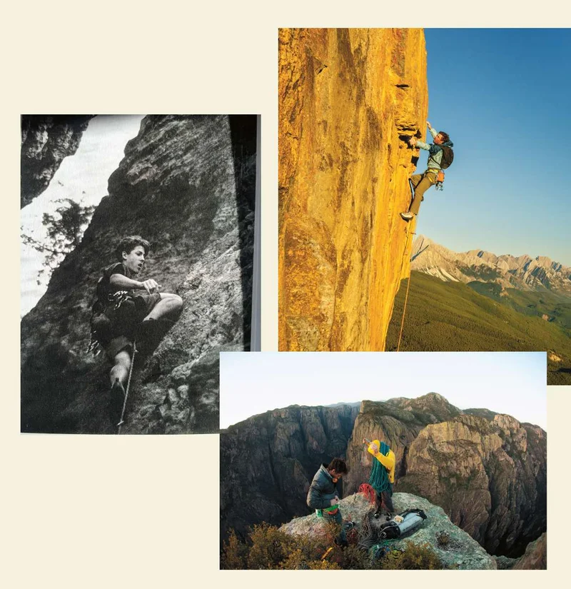 Three photos of Sonnie Trotter climbing in his younger days.
