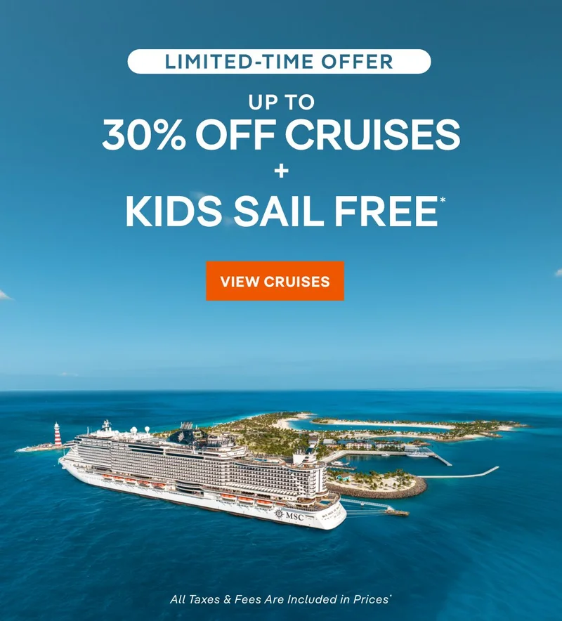 Limited Time Offer – Up to 30% Off Cruises + Kids Sail Free* – Click to View Cruises & Book Now – All Taxes & Fees Are Included in Prices*