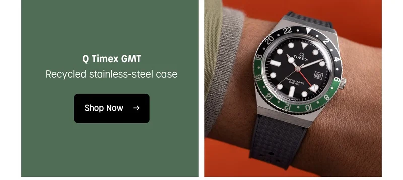 Q Timex GMT | Recycled stainless steel case | Shop Now