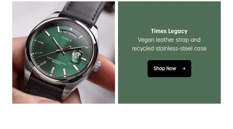 Timex Legacy | Vegan leather strap and recycled stainless steel case | Shop Now
