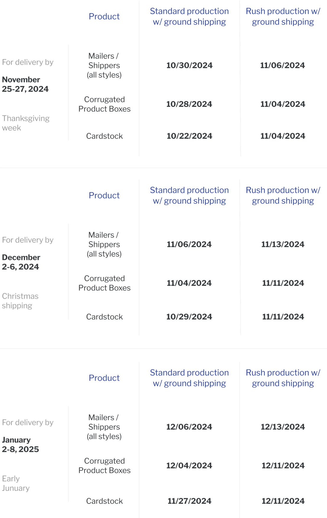 Check our holiday print timeline! Check our holiday print timeline!
