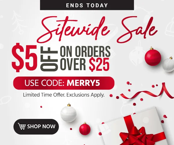SITEWIDE SALE $5 OFF on orders of $25+ Use code: discount code