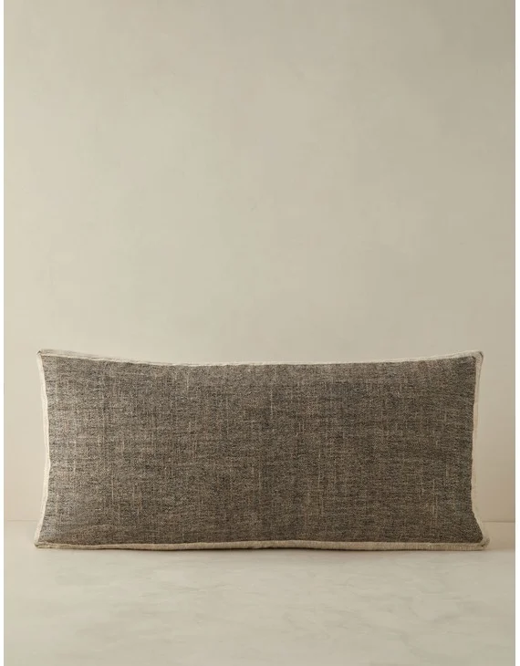 Laba Linen Silk Box Pillow by DISC Interiors-Black / Lumbar
