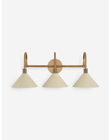 Hoplin Vanity Light-Antique Brass and Cream / 3 Light