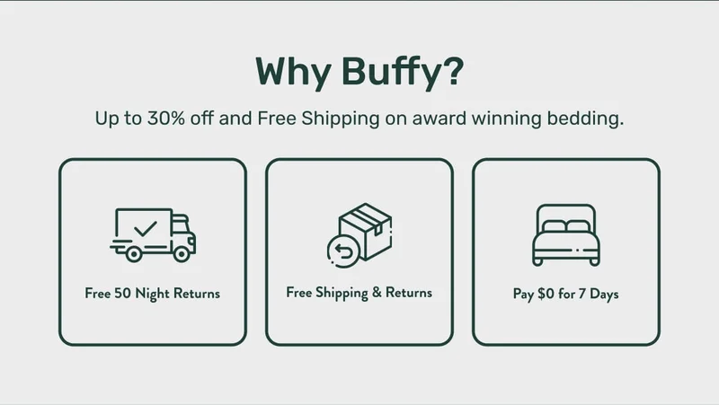 Why Buffy? Up to 30 % off and Free Shipping on award winning bedding.