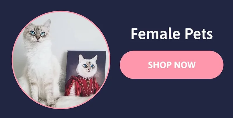 Female cat sat next to his pet portrait