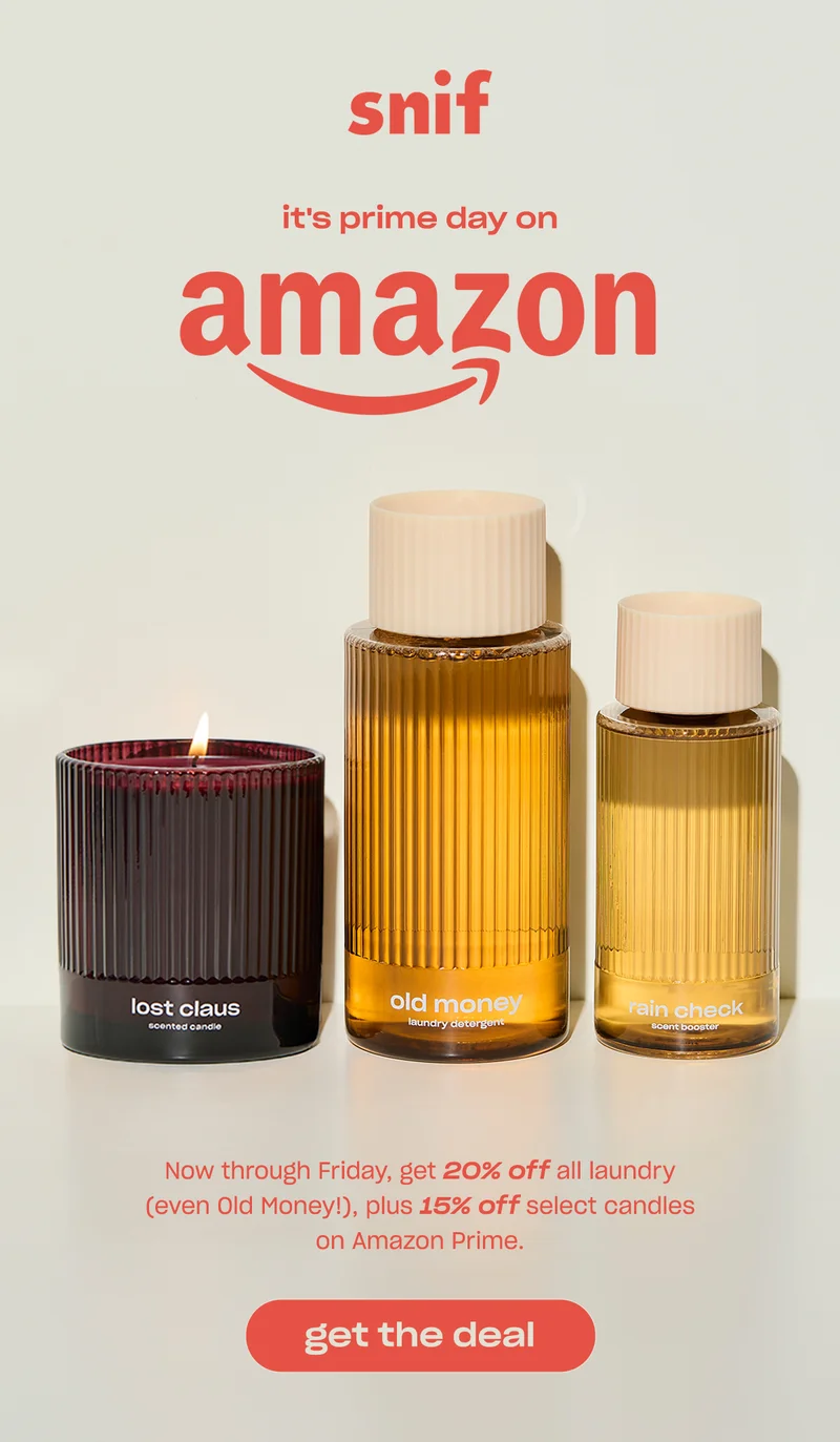 It's prime day on amazon. Now through Friday, get 20% off all laundry (even Old Money!), plus 20% off select body mists and 15% off select candles on Amazon Prime.