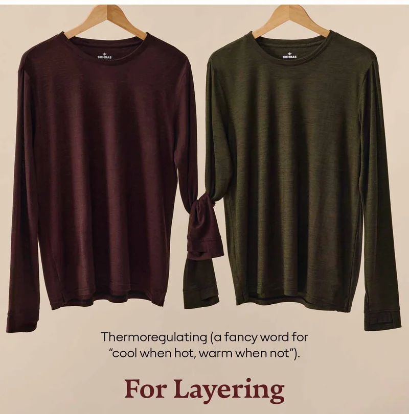 Thermoregulating (a fancy word for “cool when hot, warm when not”). For Layering