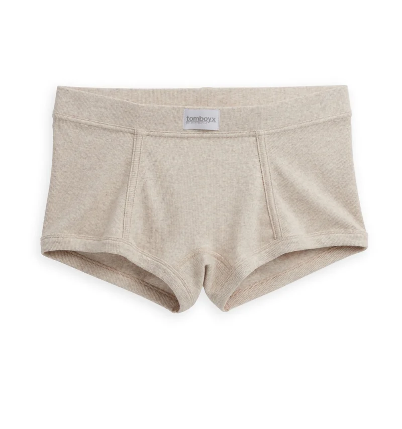 Image of Organic Cotton Rib Boy Shorts - Oatmeal