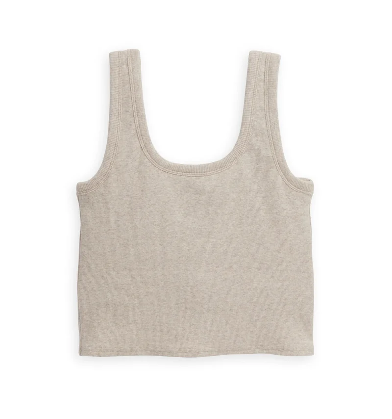 Image of Organic Cotton Rib Scoop Bra Top - Oatmeal