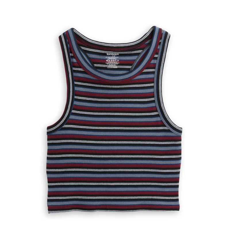 Image of Organic Cotton Rib Bra Top - Nostalgic Stripe