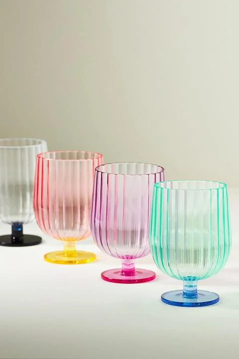 Raquel Scallop Acrylic Goblet Wine Glasses, Set of 4