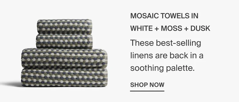 Organic Cotton Mosaic Towels in White + Moss + Dusk | Shop Now